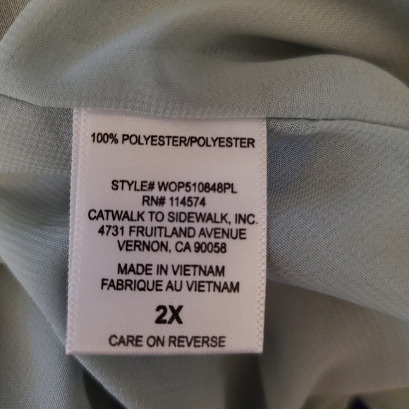 Pleione Short Sleeve Sheer Blouse Color Sage Size 2X - Picture 6 of 6